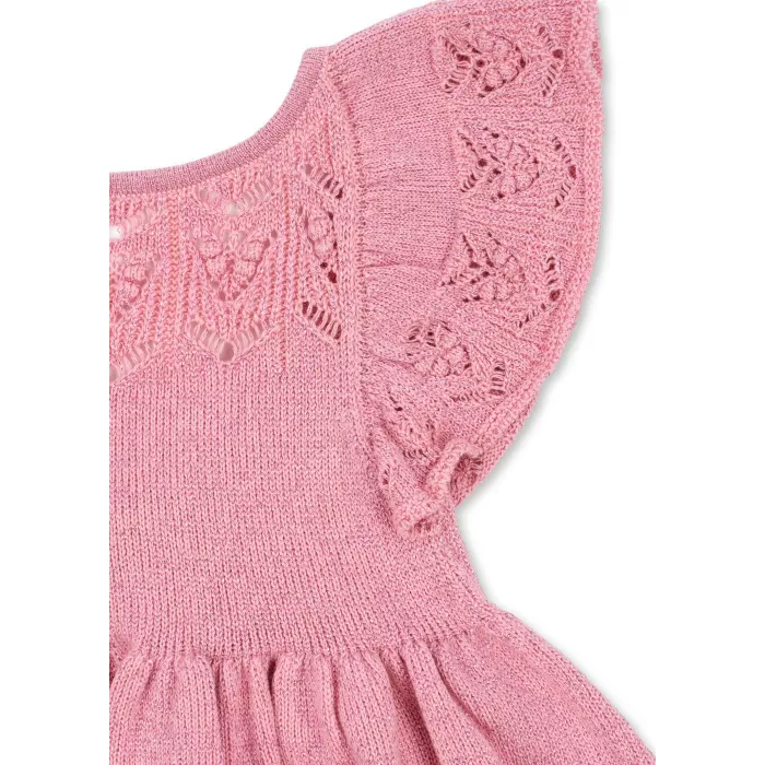 Rochita din tricot dublu de bumbac organic LAPIS - POWDER PINK - Konges Sløjd
