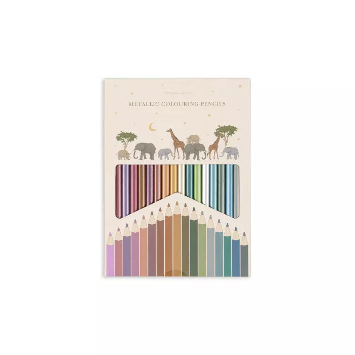 Creioane de colorat cu culori metalice - 18 bucati - MULTICOLORE - Konges Sløjd