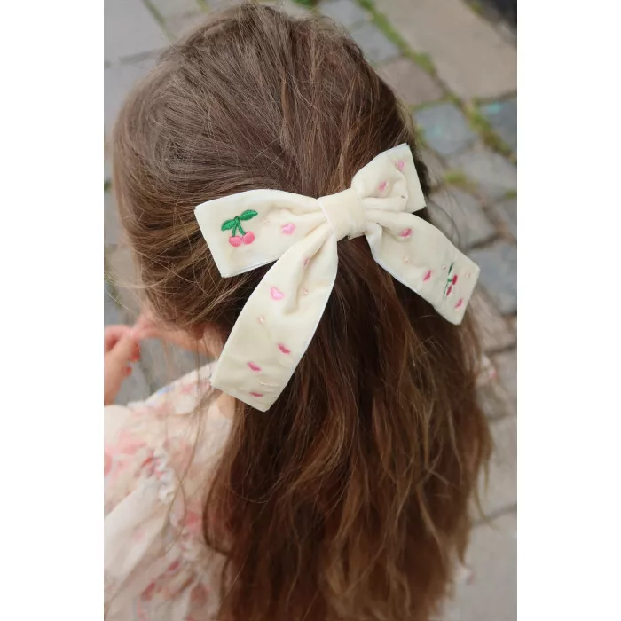 Agrafa cu fundita din catifea - VELVET - PEARL IVORY - Konges Sløjd