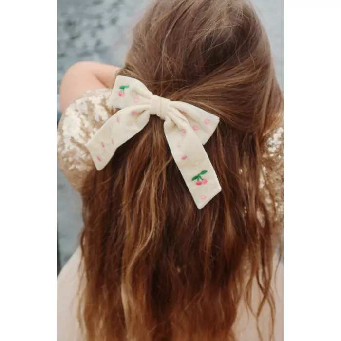 Agrafa cu fundita din catifea - VELVET - PEARL IVORY - Konges Sløjd