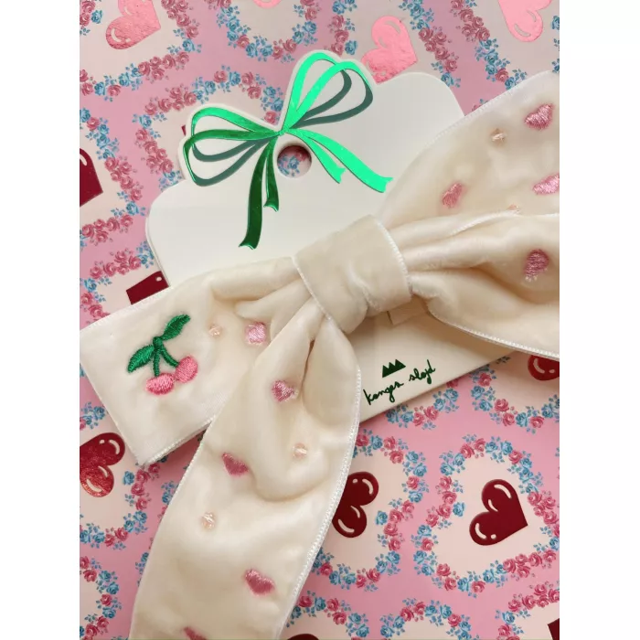Agrafa cu fundita din catifea - VELVET - PEARL IVORY - Konges Sløjd