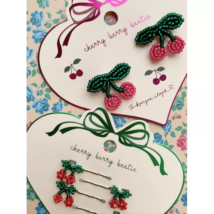 Agrafa cu clips din margelute pentru fetite - set de 2 - CHERRY - Konges Sløjd