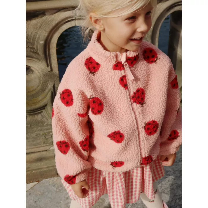 Jacheta din material teddy - LADYBUG PINK - Konges Sløjd