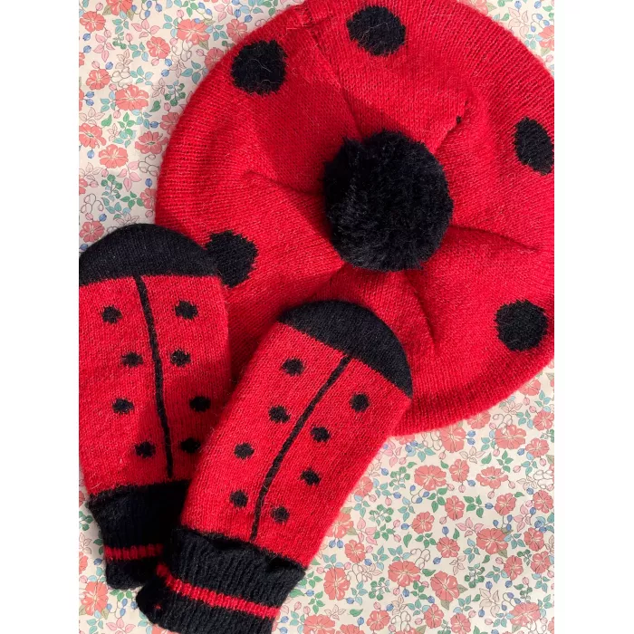 Manusi din lana merinos pentru copii - LADYBUG - BARBADOS CHERRY - Konges Sløjd