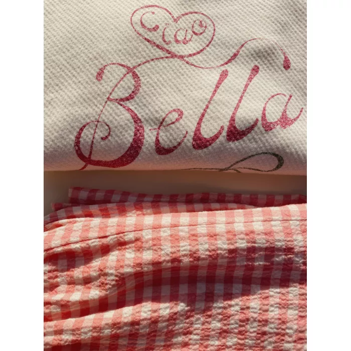 Pantaloni editie speciala Rosie Huntington Whiteley - Bella - PEACH BLOSSOM CHECK - Konges Sløjd
