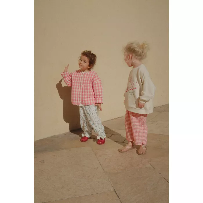 Pantaloni editie speciala Rosie Huntington Whiteley - Bella - PEACH BLOSSOM CHECK - Konges Sløjd
