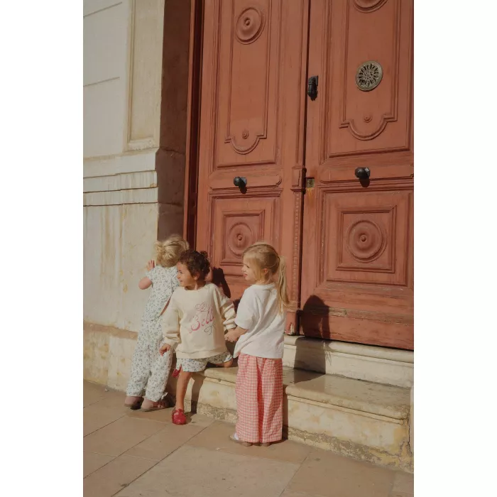 Pantaloni editie speciala Rosie Huntington Whiteley - Bella - PEACH BLOSSOM CHECK - Konges Sløjd