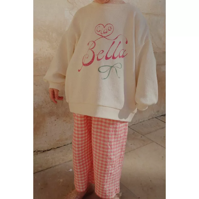 Bluza din bumbac organic editie speciala Rosie Huntington Whiteley - Bella - Antique White  - Konges Sløjd