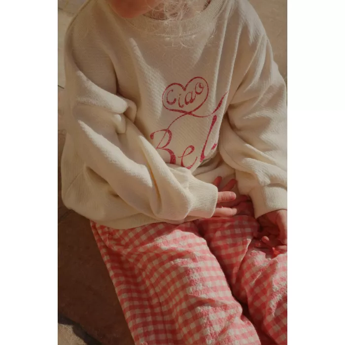 Bluza din bumbac organic editie speciala Rosie Huntington Whiteley - Bella - Antique White  - Konges Sløjd