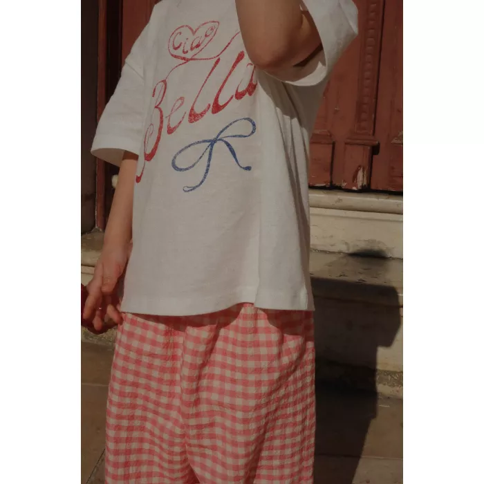 Tricou din bumbac organic editie speciala Rosie Huntington Whiteley - Bella - Antique White  - Konges Sløjd