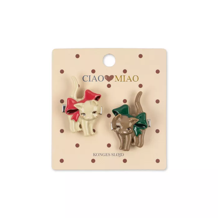 Agrafa cu clips din rasina pentru fetite - set 2 bucati - KITTY BOW - Konges Sløjd
