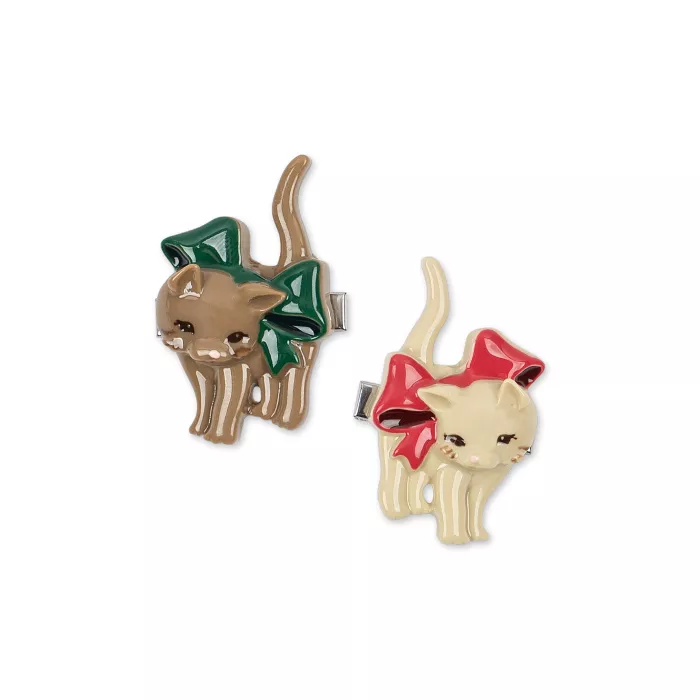 Agrafa cu clips din rasina pentru fetite - set 2 bucati - KITTY BOW - Konges Sløjd