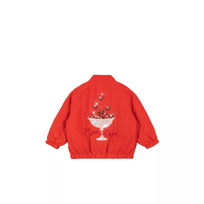 Jacheta bomber pentru copii  cu paiete Juno - FIERY RED - Konges Sløjd