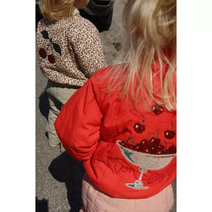 Jacheta bomber pentru copii  cu paiete Juno - FIERY RED - Konges Sløjd