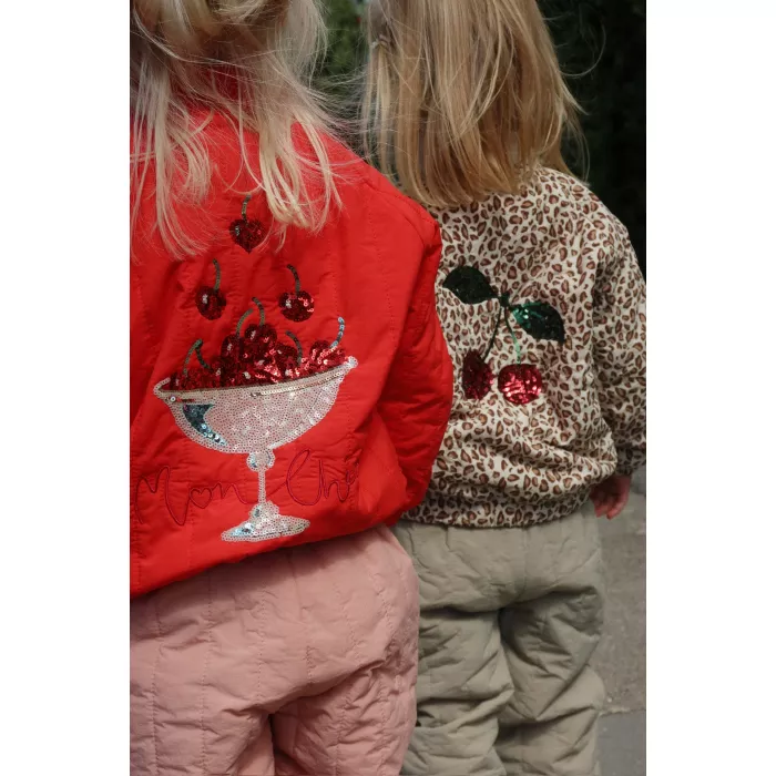 Jacheta bomber pentru copii  cu paiete Juno - FIERY RED - Konges Sløjd