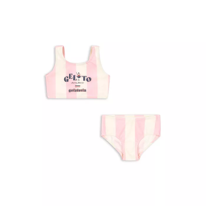 Costum de baie din doua piese POMIA - CANDY ROSE STRIPE - Konges Sløjd