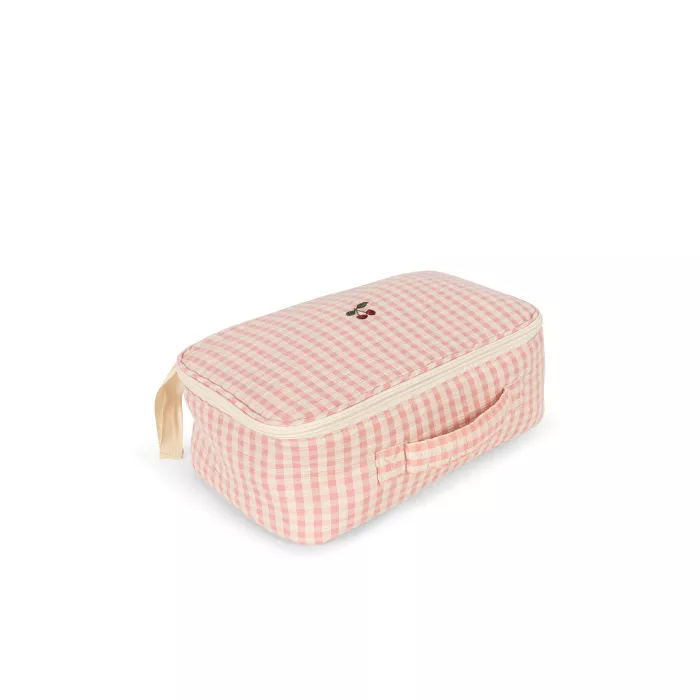 Papusa bebelus si accesorii de ingrijire in valiza - Pink Check - Konges Sløjd