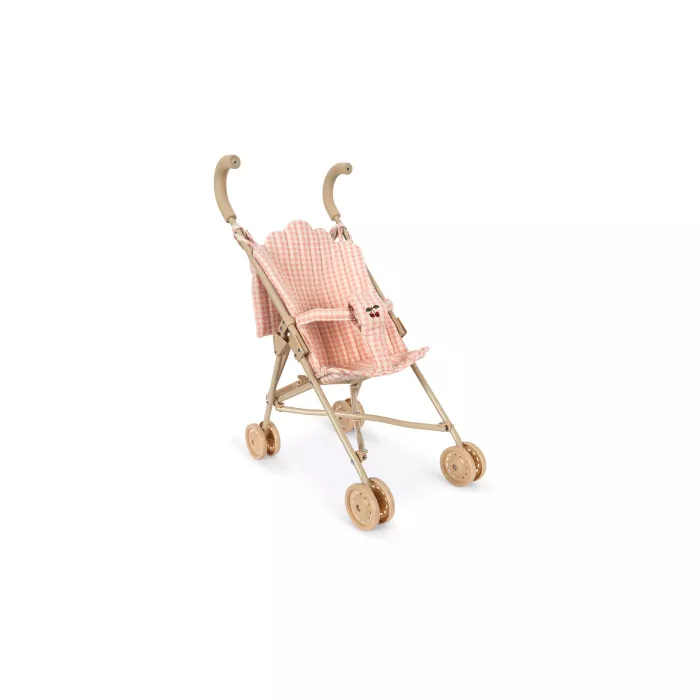 Papusa bebelus cu carucior - Poppy - Pink Check - Konges Sløjd