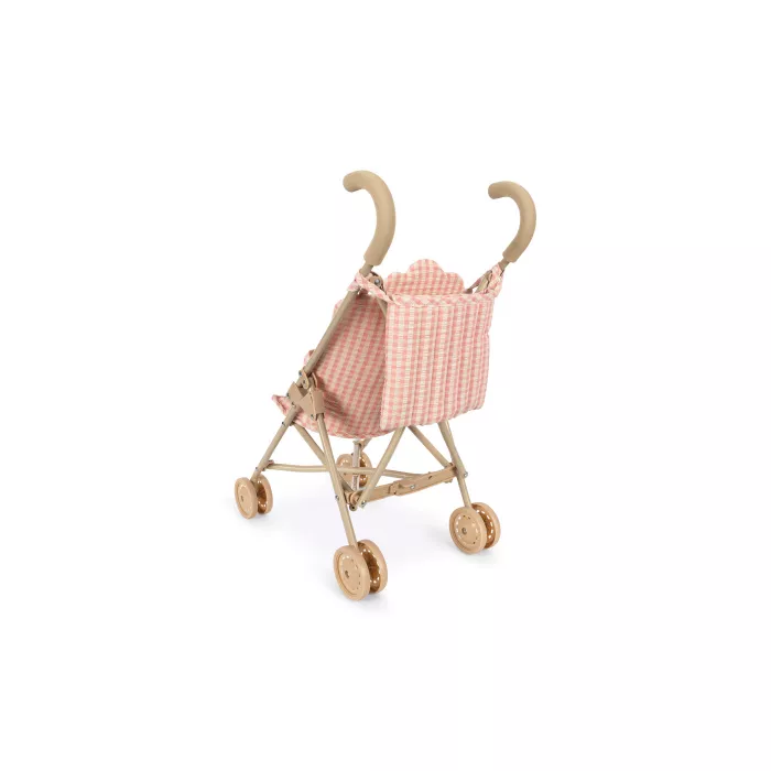 Papusa bebelus cu carucior - Poppy - Pink Check - Konges Sløjd