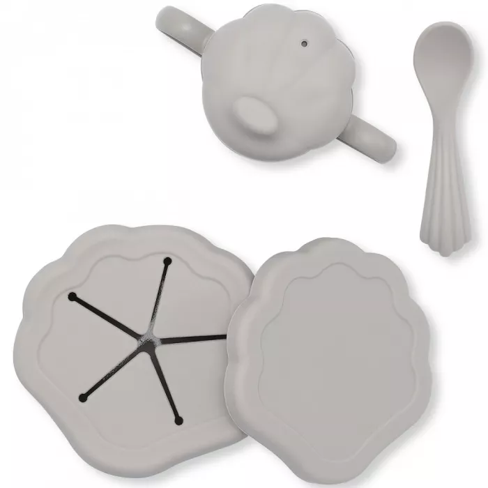 Set din silicon pentru masa copilului - Warm Grey - Konges Sløjd