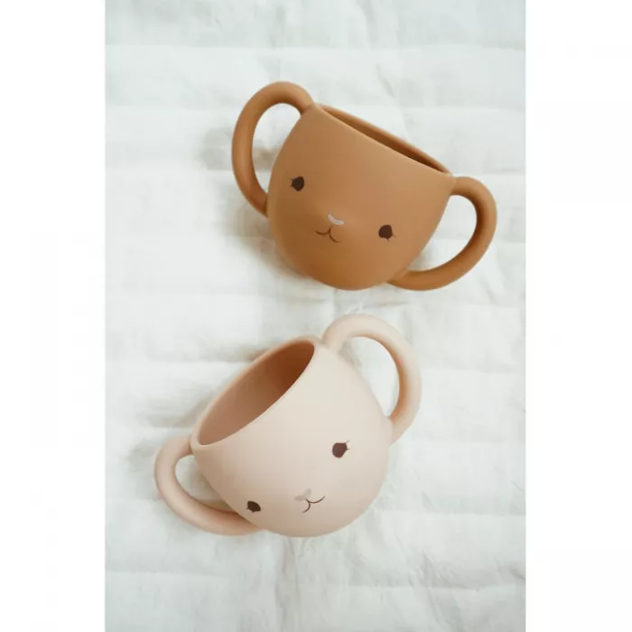 Set 2 cani din silicon cu manere pentru copii - BLUSH/TERRACOTTA RED - Konges Sløjd