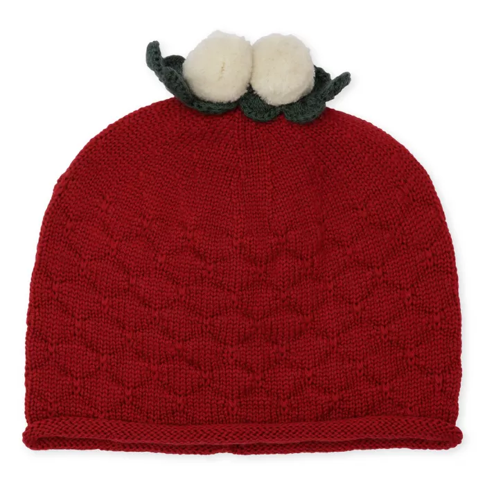 Caciula tricotata din lana merinos - Holiday Christmas Berry - Konges Sløjd