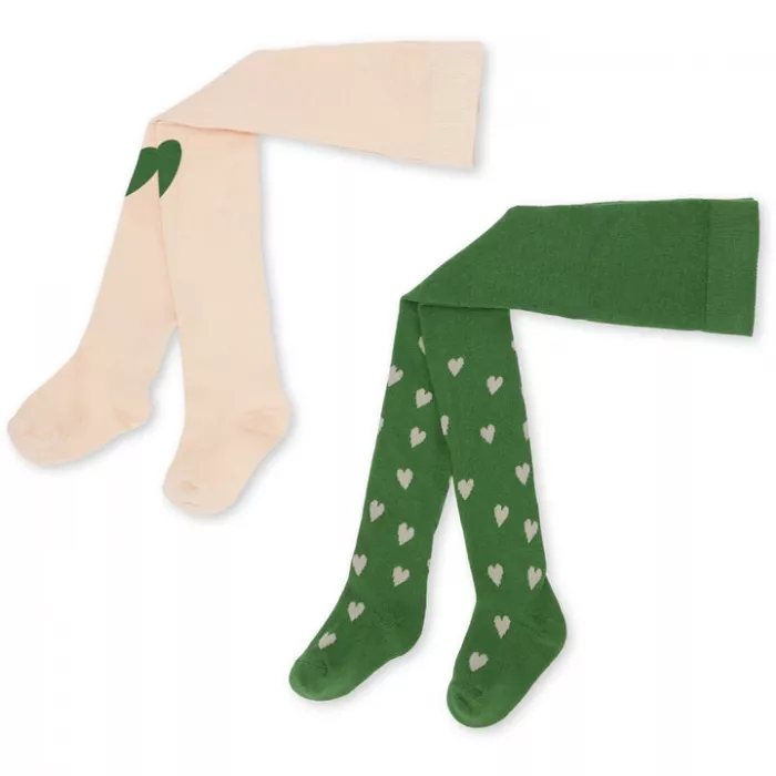 Ciorapi din bumbac organic pentru copii - set 2 bucati - MON AMOUR/GREEN - Konges Sløjd
