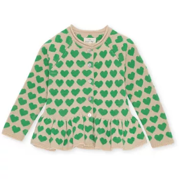 Cardigan cu volanase din lana merinos pentru copii - MEDIUM GREEN - Konges Sløjd Cardigan cu volanase din lana merinos pentru copii - MEDIUM GREEN - Konges Sløjd