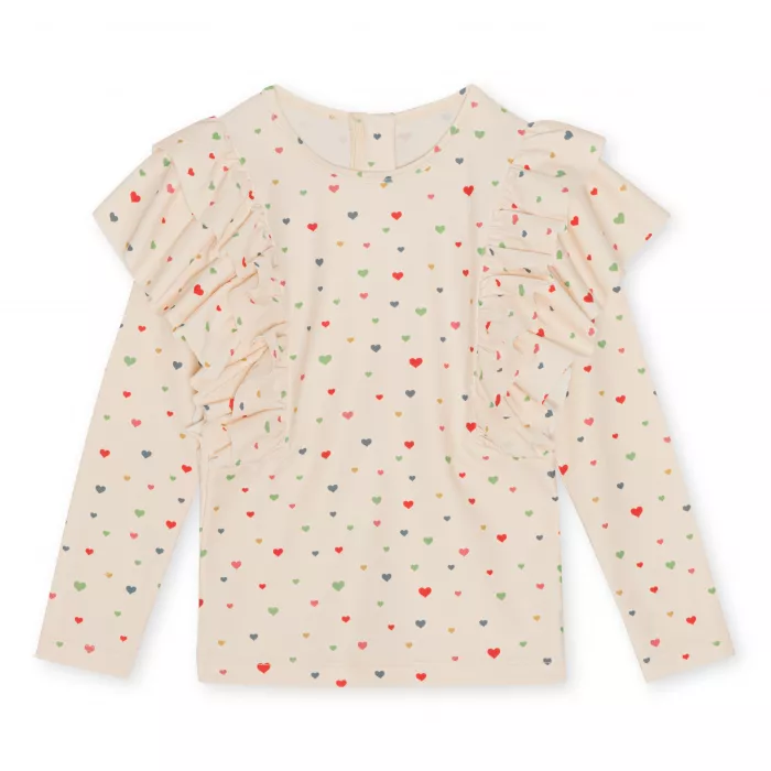 Bluza cu maneca lunga cu protectie UV 50+ - Manuca Frill MULTI HEARTS  - Konges Sløjd