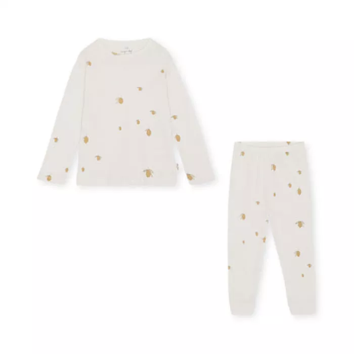 Pijama cu maneca lunga din bumbac organic - LEMON - Konges Sløjd