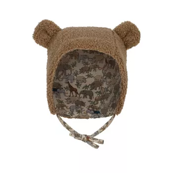 Caciulita de iarna cu snur din material teddy - SHITAKE - Konges Sløjd Caciulita de iarna cu snur din material teddy - SHITAKE - Konges Sløjd