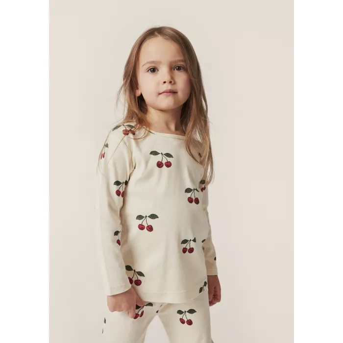 Pijama cu maneca lunga din bumbac organic - MA GRANDE CERISE - Konges Sløjd