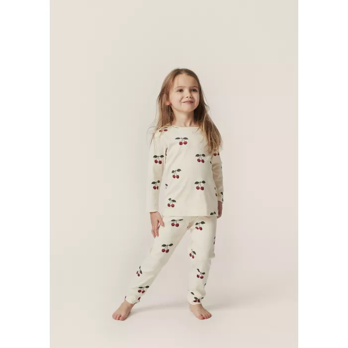 Pijama cu maneca lunga din bumbac organic - MA GRANDE CERISE - Konges Sløjd