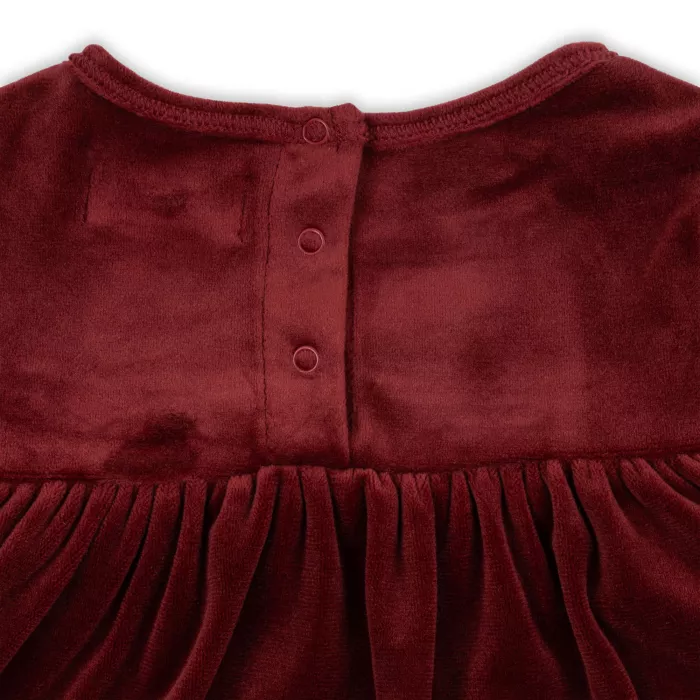 Rochita cu body din catifea moale cu maneca lunga JINGLE - RED DAHLIA - Konges Sløjd