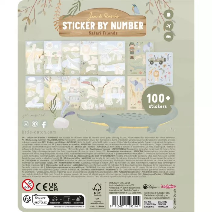 Carte cu autocolante - Jim - Safari Friends - Little Dutch