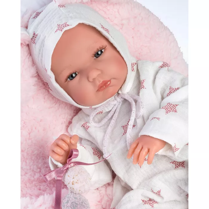 Papusa bebelus fetita cu salteluta balansoar - Bimba - 35 cm - LLORENS