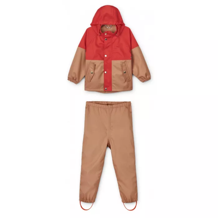 Costum impermeabil din material softshell - Peter - Tuscany Rose/Apple Red - Liewood