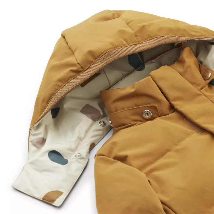Jacheta de iarna reversibila cu umplutura din puf de gasca - Paloma - Geometric Foggy Mix - Liewood