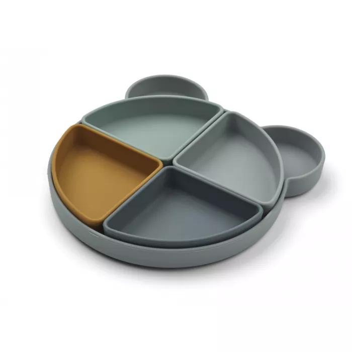 Farfurie compartimentata din silicon - Mr Bear Blue - Liewood Farfurie compartimentata din silicon - Mr Bear Blue - Liewood