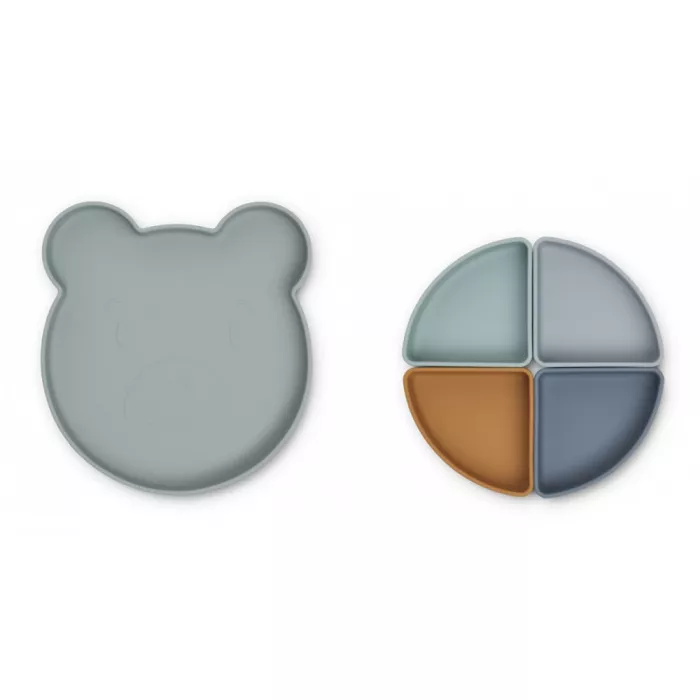 Farfurie compartimentata din silicon - Mr Bear Blue - Liewood Farfurie compartimentata din silicon - Mr Bear Blue - Liewood