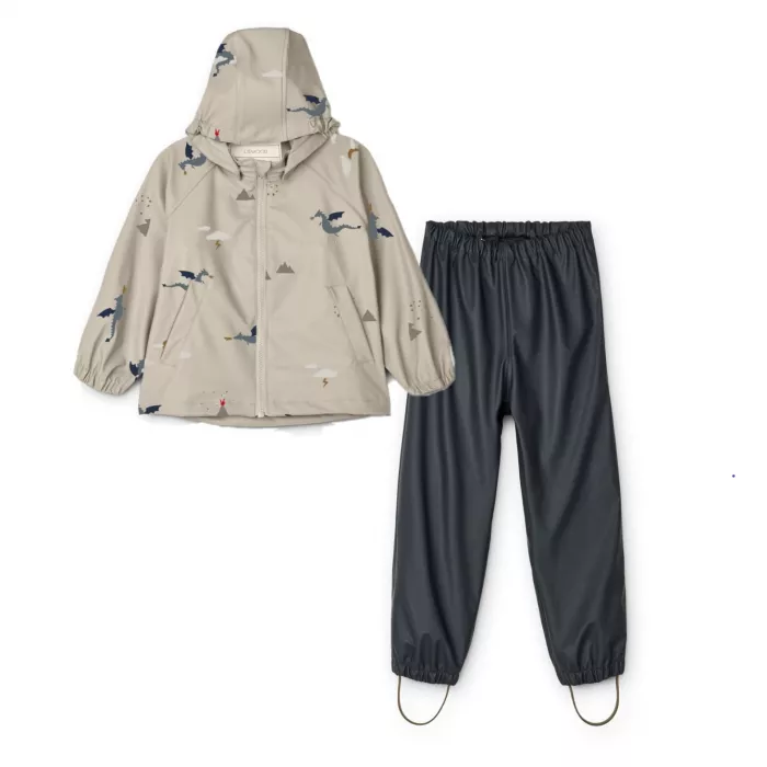 Costum impermeabil pentru ploaie - Moby - Little Dragon/Dark Sandy Mix - Liewood Costum impermeabil pentru ploaie - Moby - Little Dragon/Dark Sandy Mix - Liewood