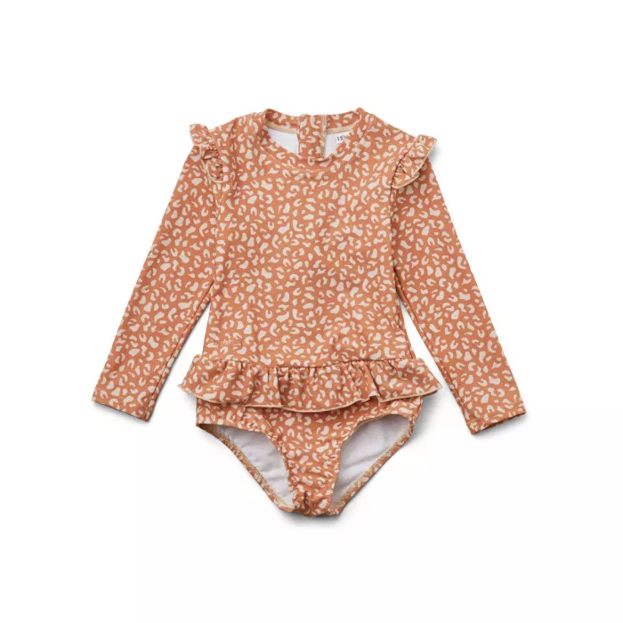 Costum de baie intreg cu maneca lunga cu protectie UV 50+ - Sille - Mini Leo Tuscany Rose - Liewood