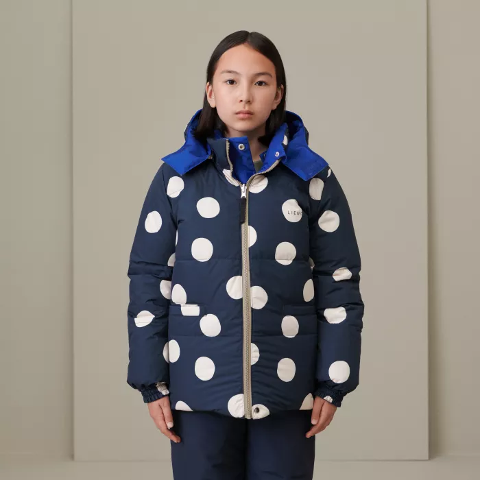 Jacheta de iarna reversibila cu umplutura din puf de gasca - Paloma - Mega Dot/Midnight Navy - Liewood
