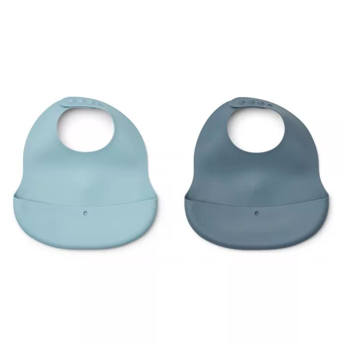 Set 2 bavete din silicon - Ember - Sea Blue/Whale Blue Mix - Liewood Set 2 bavete din silicon - Ember - Sea Blue/Whale Blue Mix - Liewood