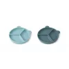 Set 2 farfurii compartimentate din silicon cu ventuza Stacy - Sea Blue/Whale Blue Mix - Liewood