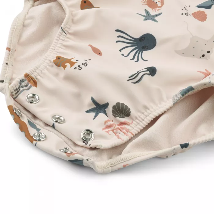 Costum de baie intreg pentru bebelusi cu protectie UV 40+ - Maxime - Sea Creature/Sandy - Liewood