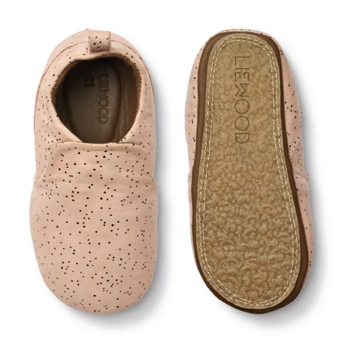 Papuci din piele pentru interior - Eliot - Splash dots / Pale tuscany - Liewood