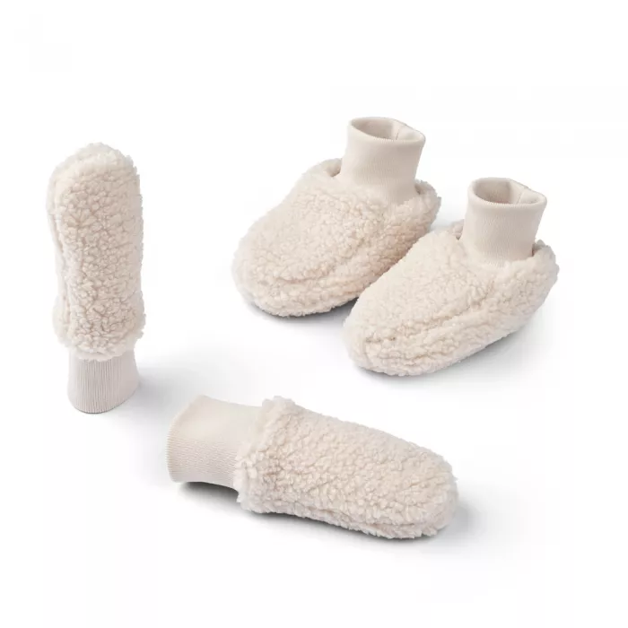 Botosei si manusi din material teddy pentru bebelusi - Osman - Sandy - Liewood