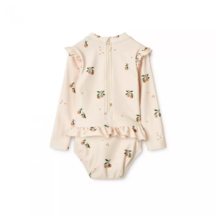 Costum de baie intreg cu maneca lunga cu protectie UV pentru bebelusi - Sille - Peach / Sea Shell - Liewood