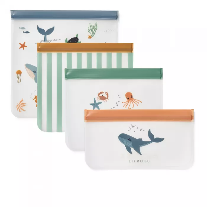 Punga reutilizabila pentru calatorie - set 4 bucati - Clive - Sea creature / Sandy - Liewood